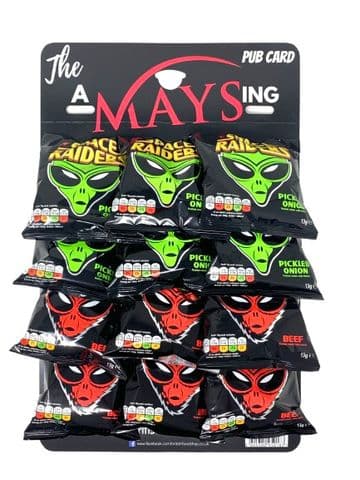 Space Raiders Mixed Beef + Pickled Onion Snacks 12 x 13g 'The AMaysing' Pub Card