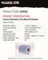Warrior Centre Feed Rolls 2 Ply Blue 142.5m+ Wipes Hand Towel  - 173mm x 375 Sheets