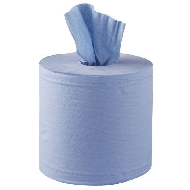 Warrior Centre Feed Rolls 2 Ply Blue 142.5m+ Wipes Hand Towel - 173mm x 375 Sheets