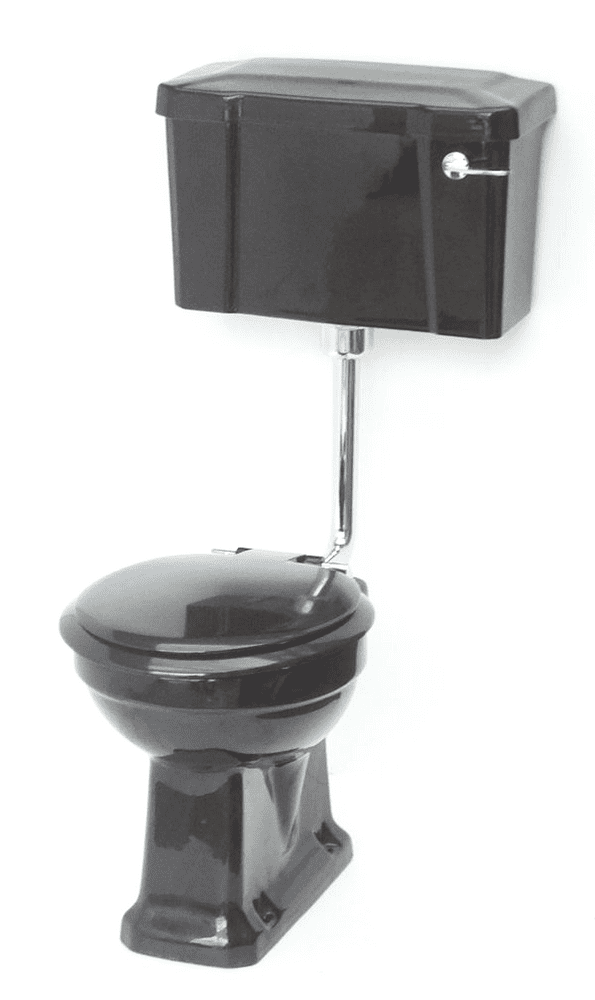 Black Edwardian / Art Deco Toilet Pan and Cistern Low-Level