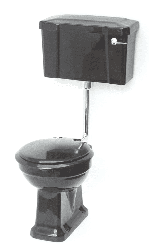 Black Edwardian / Art Deco Toilet Pan and Cistern Low-Level