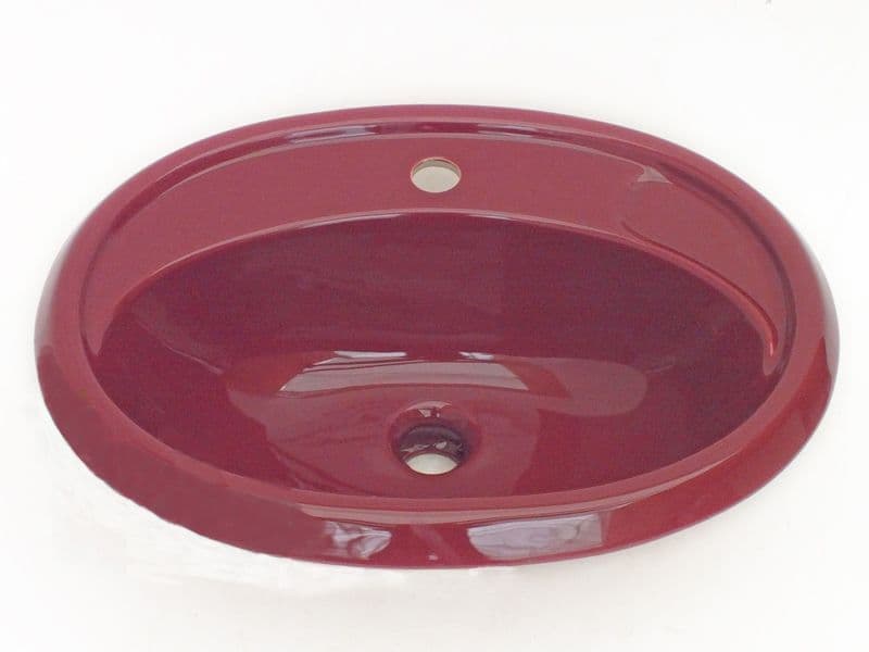 Burgundy Oval Inset Vanity Basin / Sink 1TH