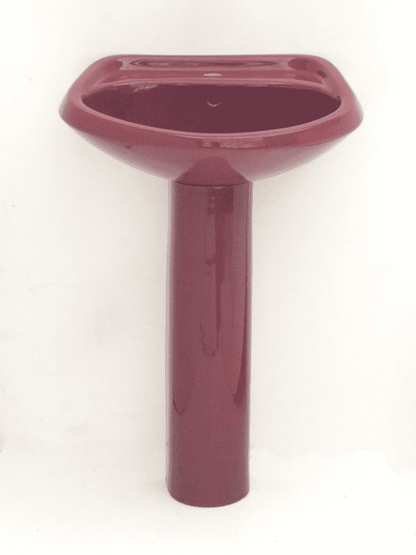 Burgundy/Penthouse Red 56cm 1TH Basin / Sink & Pedestal