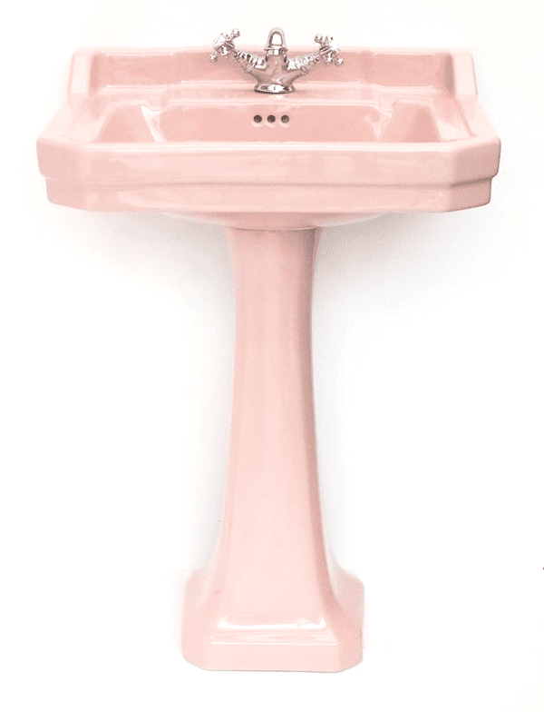 Coral Pink Edwardian Art Deco 61cm 1TH Basin / Sink & Pedestal