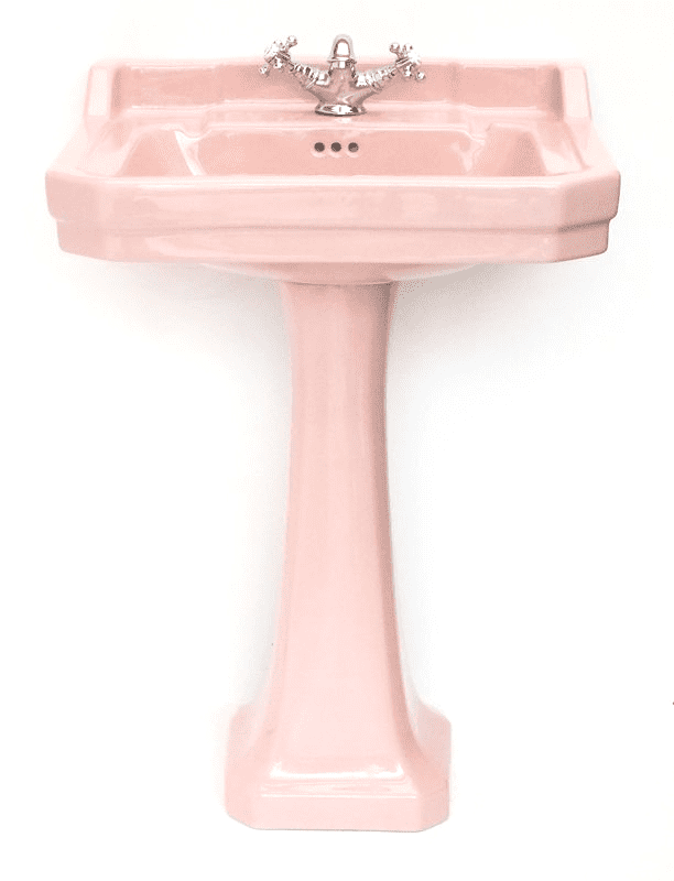 Coral Pink Edwardian Art Deco 61cm 1TH Basin / Sink & Pedestal