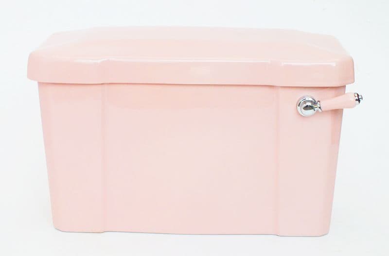 Coral Pink Edwardian / Art Deco Toilet Cistern Bottom Inlet