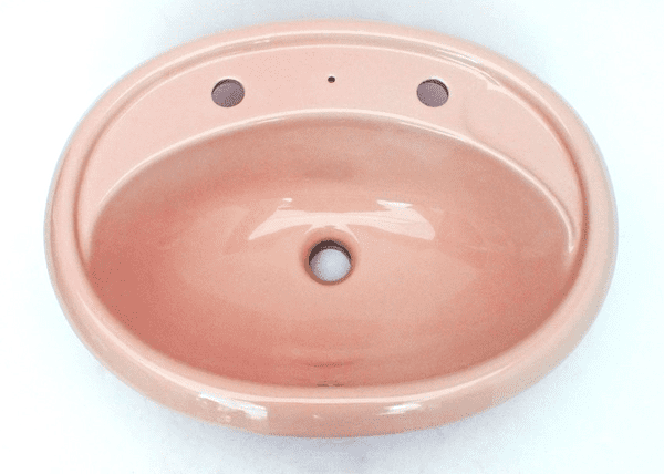 Coral Pink Oval Inset Vanity Basin / Sink 2TH