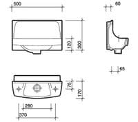 Gazelle (Light Brown) Twyfords Parmis 50cm 2TH Cloakroom Basin / Sink