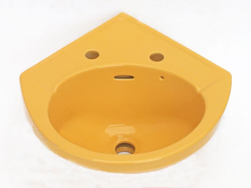 Harvest Gold Ideal Standard Angle 2TH Corner Basin / Sink