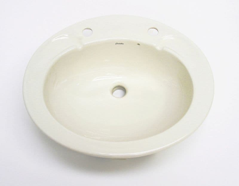Indian Ivory Castillia Oval Inset Large 1TH Vanity Basin / Sink