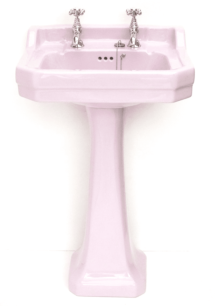Lilac/Orchid Edwardian Art Deco 56cm 2TH Basin / Sink & Pedestal