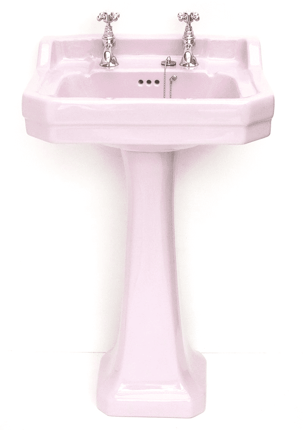 Lilac/Orchid Edwardian Art Deco 56cm 2TH Basin / Sink & Pedestal