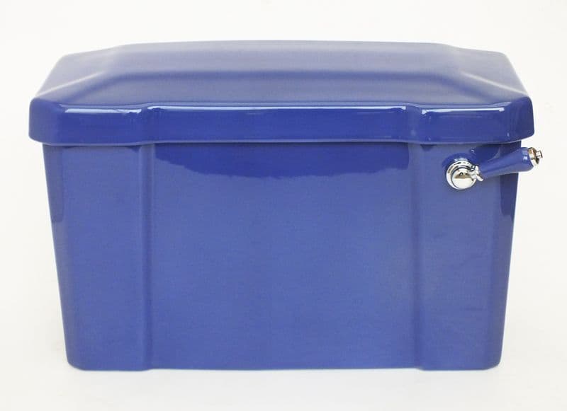 Midnight Blue Edwardian / Art Deco Toilet Cistern Bottom Inlet