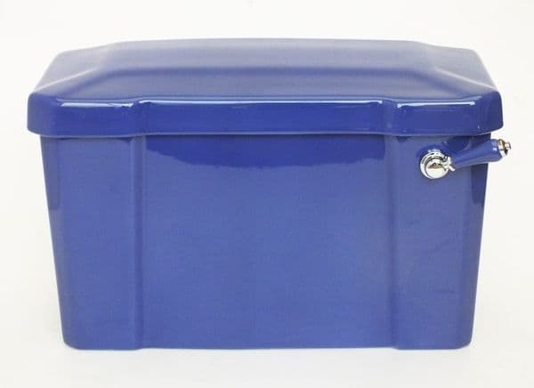 Midnight Blue Edwardian / Art Deco Toilet Cistern Bottom Inlet