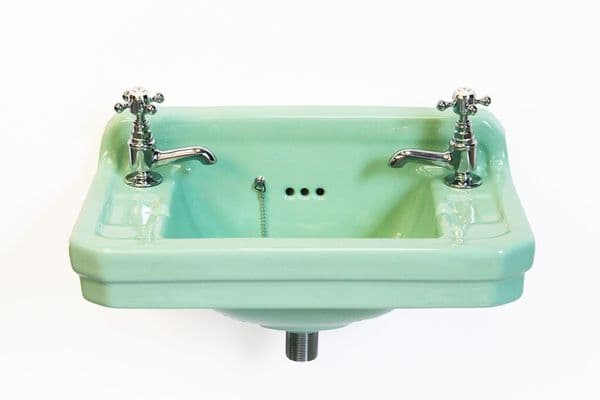 Ming Green Edwardian Art Deco 51cm 2TH Cloakroom Basin / Sink