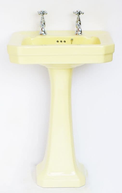 Primrose Art Deco 56cm 2TH Basin / Sink & Pedestal