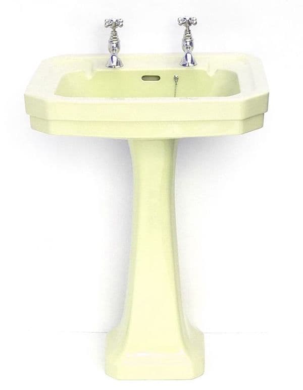 Primrose Victorian Art Deco 61cm 2TH Basin / Sink & Pedestal