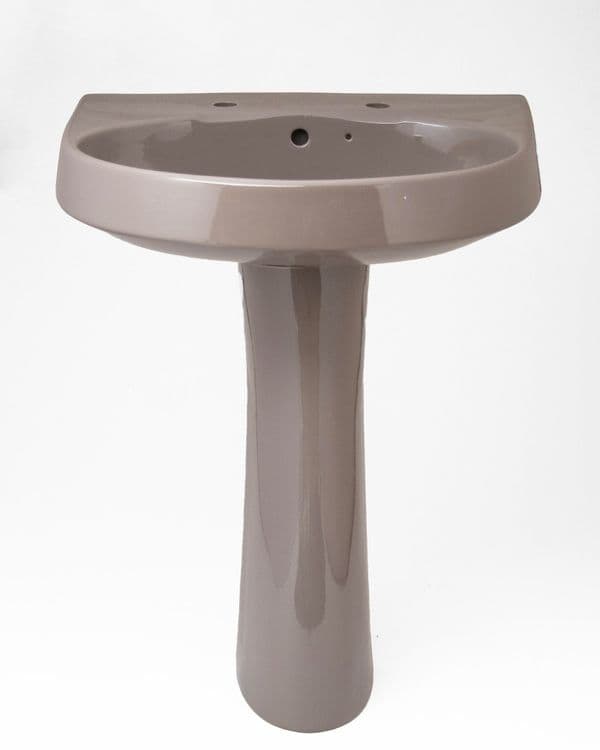 Sable (Brown) Armitage Shanks Clarendon 62cm 2TH Basin / Sink and Pedestal