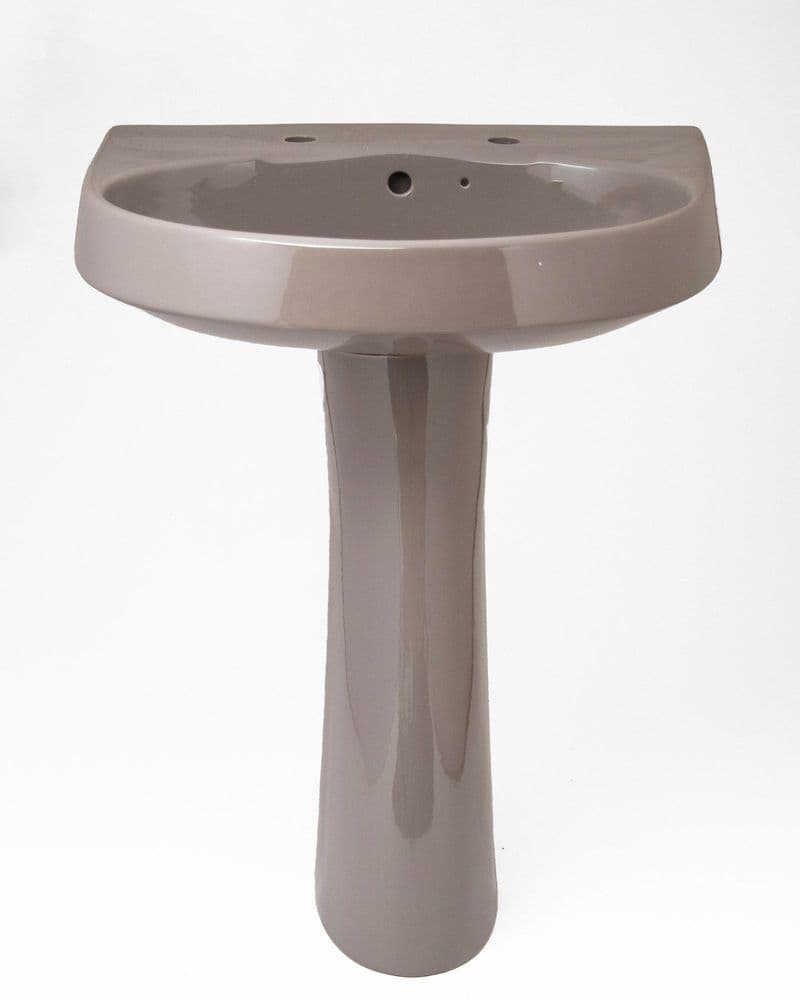 Sable (Brown) Armitage Shanks Clarendon 62cm 2TH Basin / Sink and Pedestal