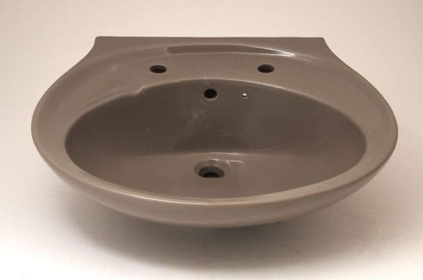 Sable  (Brown) Armitage Shanks Kensington 63cm 2TH Basin / Sink and Pedestal