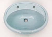 Sky Blue Oval Inset Vanity Basin / Sink 1TH or 2TH