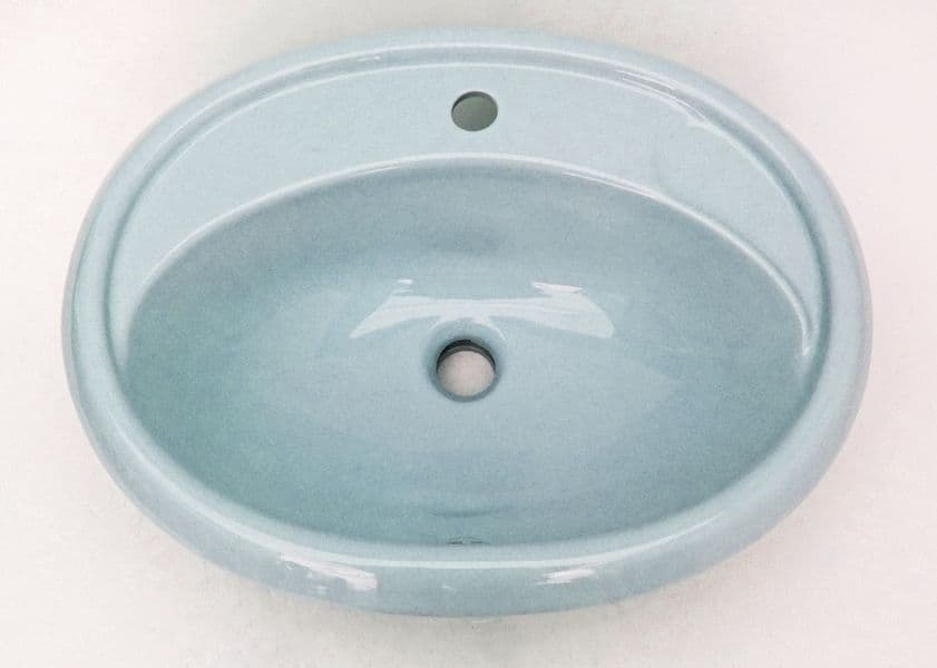 Sky Blue Oval Inset Vanity Basin / Sink 1TH or 2TH