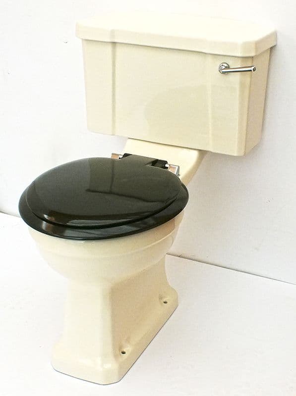 Sorbet / Old Ivory Edwardian/Art Deco Toilet Pan and Cistern Close-Coupled