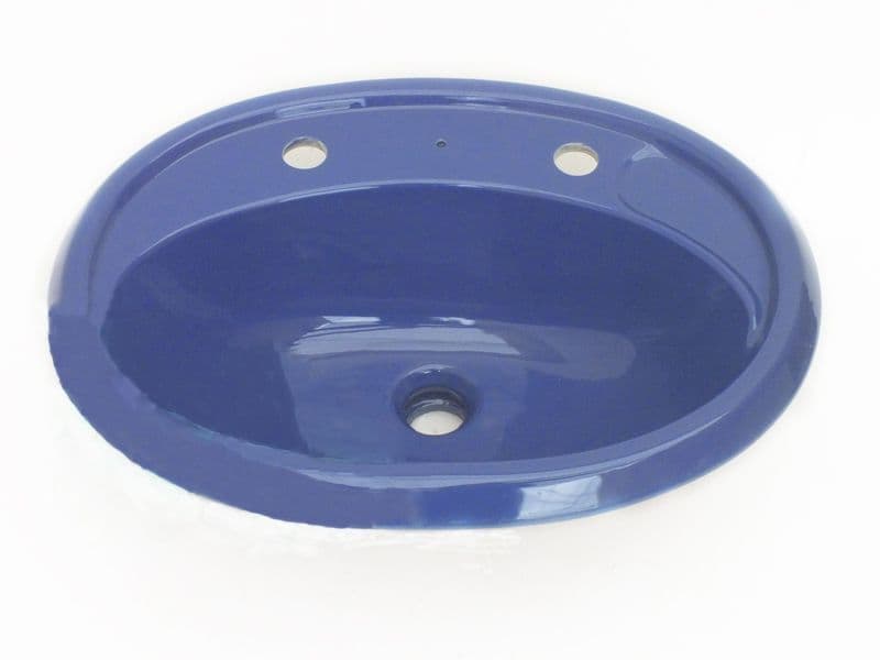 Sorrento Blue Oval Inset Vanity Basin / Sink 2TH