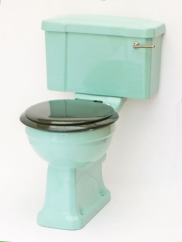 Turquoise Edwardian/Art Deco Toilet Pan and Cistern Close-Coupled