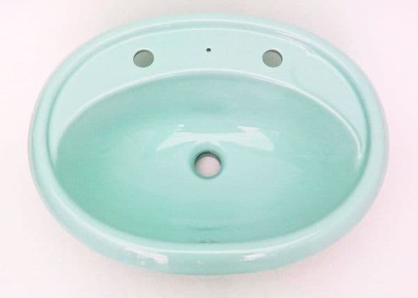 Turquoise Oval Inset Vanity Basin / Sink 1TH or 2TH