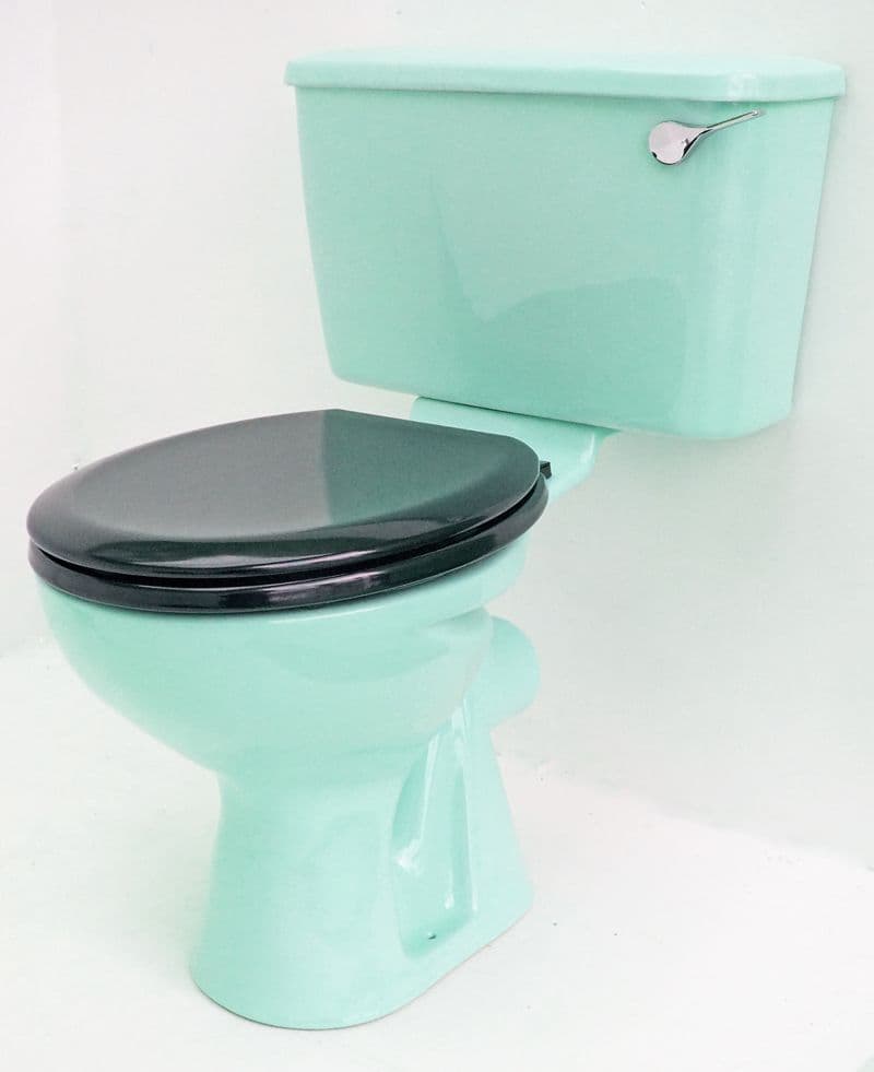 Turquoise Toilet Pan and Cistern Close-Coupled