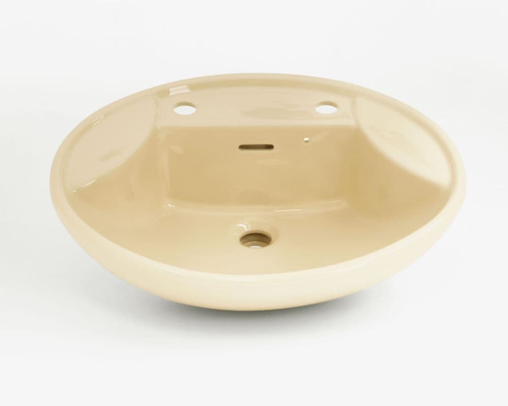 Whisper Apricot Tulip Semi-Recessed 2TH Basin / Sink