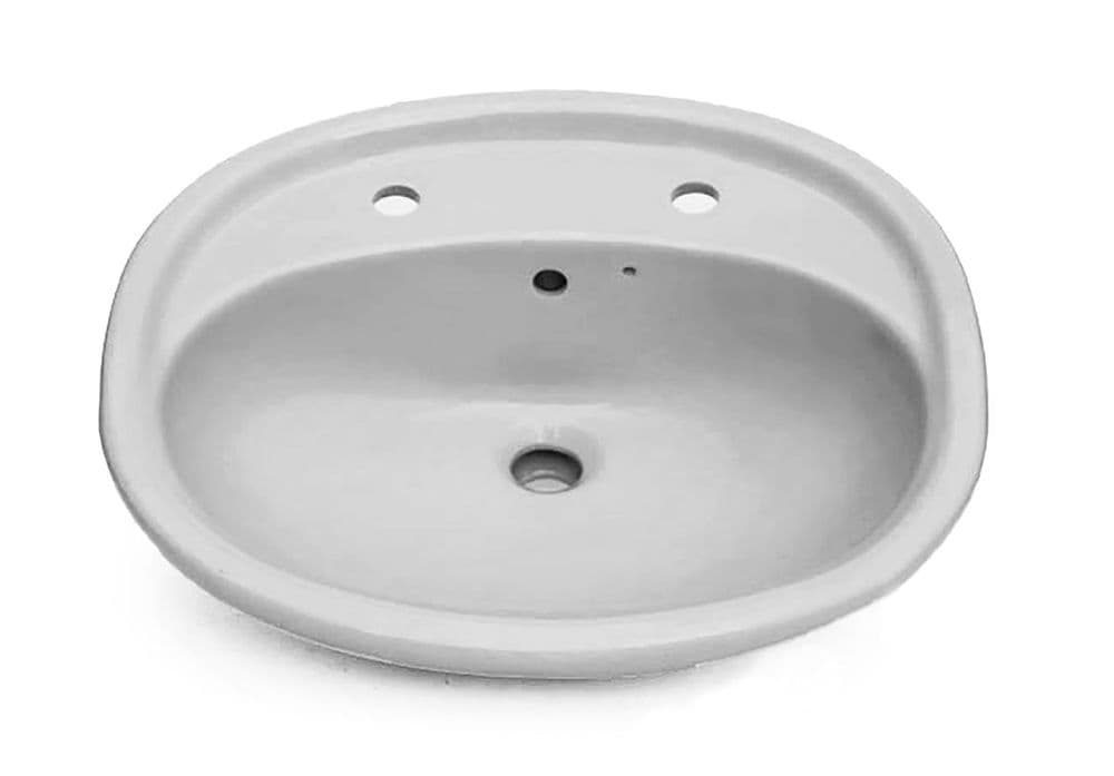 Whisper Grey / Platinum Twyford Vista Semi-Recessed 2TH Vanity Basin