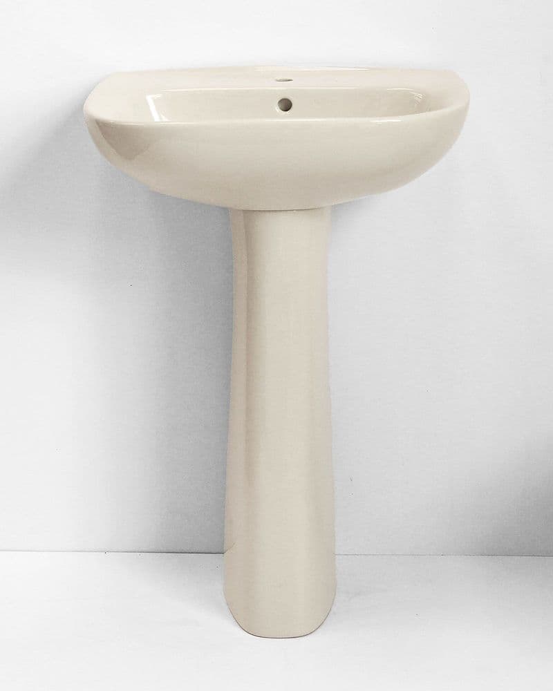 Whisper Peach 56cm basin / sink and pedestal
