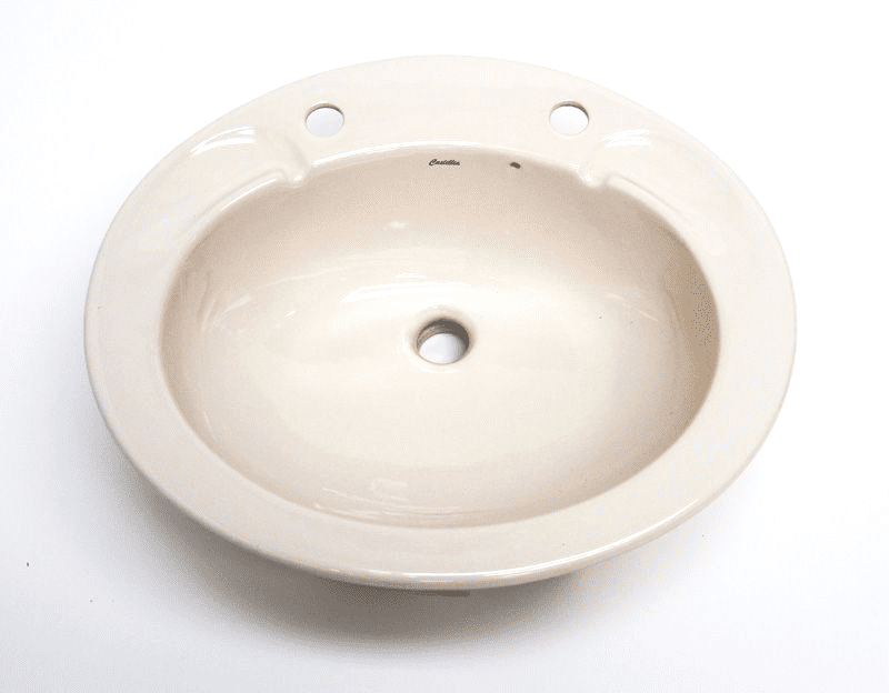 Whisper Peach Castillia Large Oval Inset Vanity Basin / Sink 1TH or 2TH