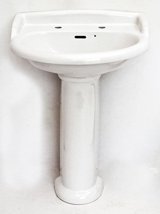 White Chatsworth Marbrook 2TH Basin / Sink & Pedestal