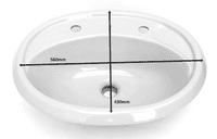 White Oval Inset Vanity Sink / Basin 1TH