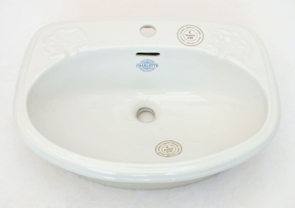 White Qualitas "Charlotte" Inset Vanity Basin / Sink 1TH