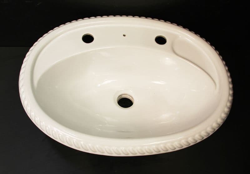 White Rope Edged Vanity Basin / Sink 2TH
