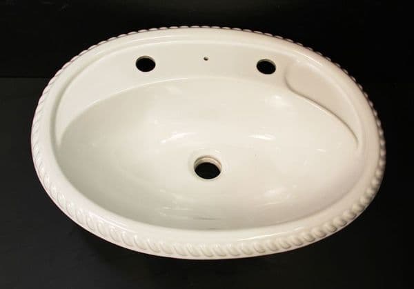 White Rope Edged Vanity Basin / Sink 2TH
