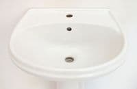 White Senesi Balsana 56cm 1TH Basin / Sink & Pedestal
