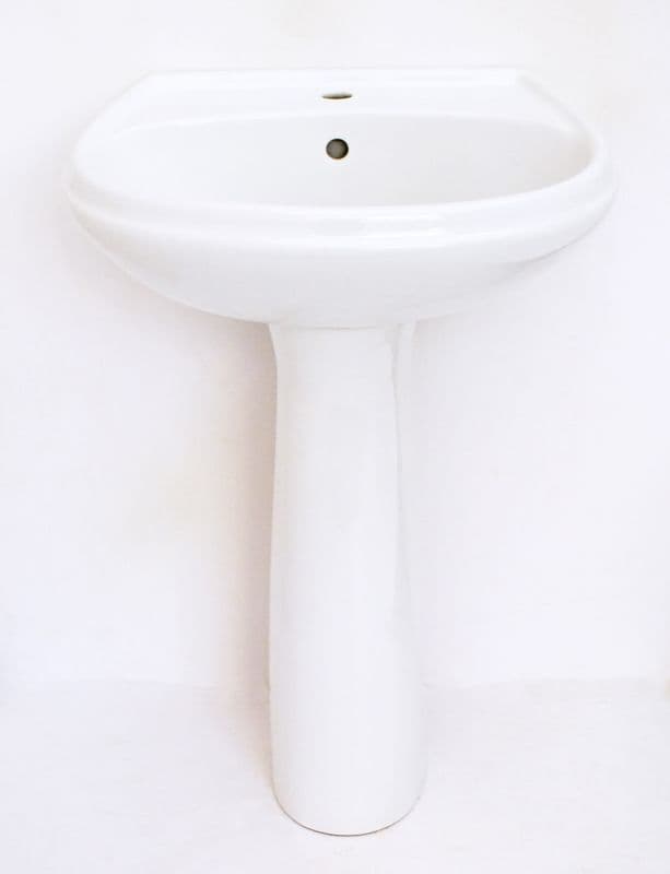 White Senesi Balsana 56cm 1TH Basin / Sink & Pedestal