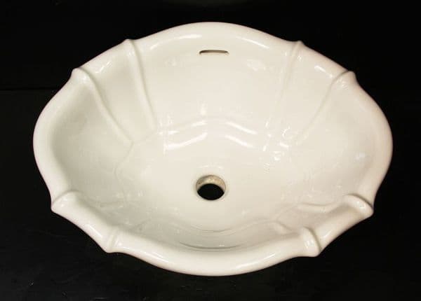 White Senesi Ornate Inset Vanity Basin / Sink