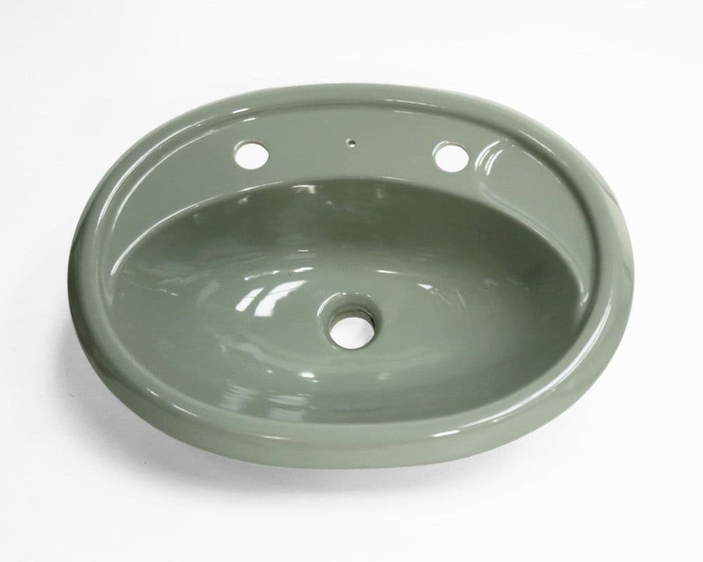 Wild Sage Oval Inset Vanity Basin / Sink 2TH