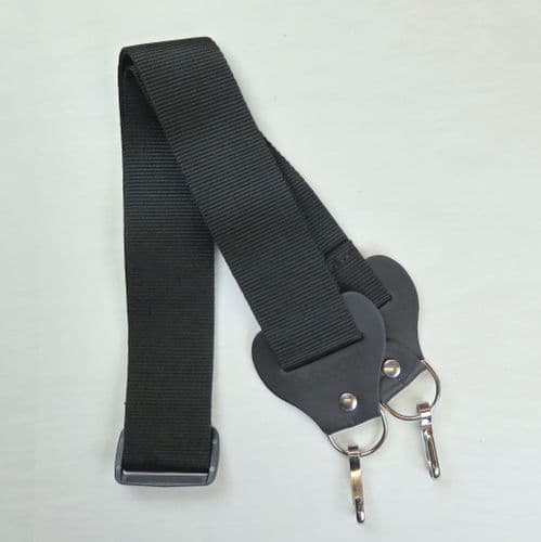 Ashbury Banjo Strap-black webbing metal clips, adjustable.