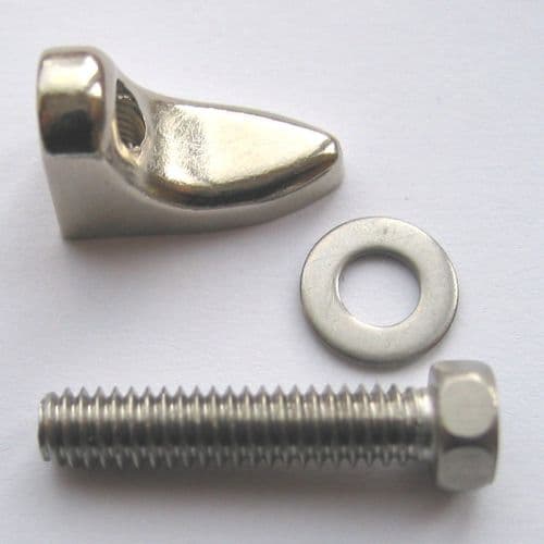 Banjo Bracket Shoe and Bolt-American pattern, nickel plate.