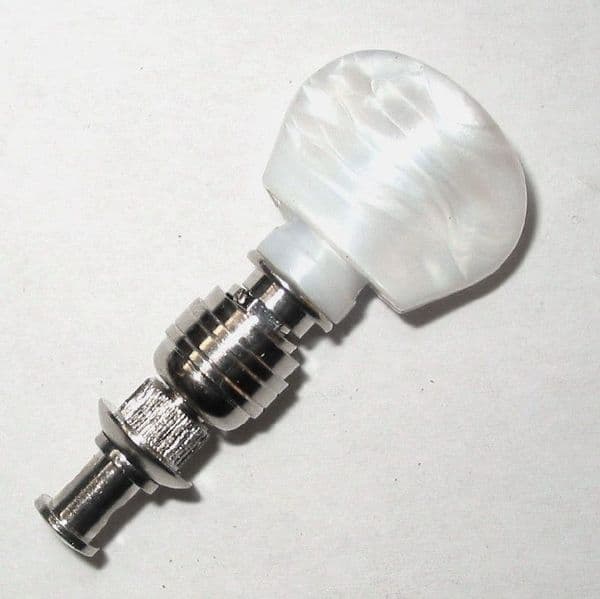 Banjo Friction Tuner Pegs-set 4 nickel plated, white pearloid button|Brown dog Banjos