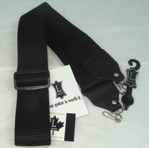 Banjo Strap-Levy, black webbing, metal clips, adjustable.