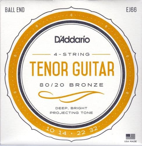 D 'Addario EJ66 Tenor Guitar Strings-steel, 80/20 bronze , ball end.