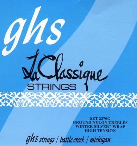 GHS 2370G, Classical Guitar Strings-ground nylon, smooth wound, high tension.